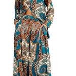 Farm Rio Leopard Paisley Printed Wide Leg Flowy Satin Pants Small Boho $198 Photo 0