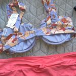 Time & Tru Floral purple coral Bikini swimwear set size large 12-14 swimsuit Photo 4