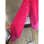 Sugar + Lips Chevron Sweater Hot Pink Red Cozy Knit Buttery Soft Modern Trendy Size M Photo 3