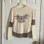 Harley Davidson  Woman’s Cream Long Sleeved Gauze Button Up Size Large Shirt Photo 4
