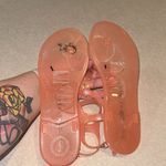 Katy Perry  Pink Jelly T Strap Floral Embellished Sandals Photo 1