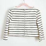 Elizabeth and James NWOT White Black stripe Jayren Boat-Neck Crop Top Photo 5