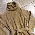 Lulus Sweet Demeanor Camel Turtleneck Cold-Shoulder Sweater Dress sz XL belted Photo 4