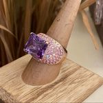 Amethyst Rose Gold Brass Ring Ion Plating sizes 7,8,9,10 Gold Photo 2