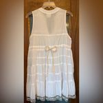 Free People  White Gauze Metallic Embellished Sleeveless Shift Mini Dress -XS Photo 7