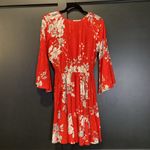 Raga  rohit teared peasant bell sleeve metallic shimmer red mini floral dress S Photo 1