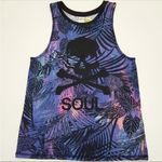 SoulCycle SKULL BLACK PURPLE TROPICAL UNISEX PERFORMANCE MESH TANK Photo 2