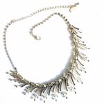 Christina Collection Rhinestone Spray Statement Necklace Silver Photo 5