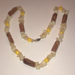 Vintage Puka Shell & Wooden Beaded Yellow Beads Boho Retro Necklace Photo 5