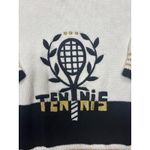 Vintage Quantum Sportswear Medium Tennis Sweater V Neck White Black Gold Knit Photo 3