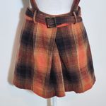 Urban Outfitters Orange Plaid Pinafore Skirt with Belt Size Small Flannel Skirt Photo 2