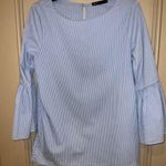 Gibson Blue White Striped Blouse Top Tunic Small / Medium Bell Sleeve Cotton Photo 0