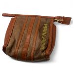 Vintage 1970's 70's Pan Am Airlines Travel coin purse Makeup Toiletry bag Brown Photo 0