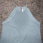 Size Medium Mine Sage Green Halter Top | Boho Ruffle Trim Tie Photo 2
