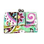 Vera Bradley Kiss Lock Wallet Tutti Fruitti Floral Pink Green Quilted Bohemian Photo 3
