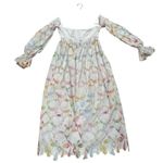 Rosie Assoulin Strapless Babydoll Maxi Dress sz 4 Watercolor Print Bell Sleeves White Photo 10