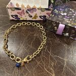 Jane Win Chunky Link Chain 14k Gold Plated with Lapis Blue Bead Photo 1