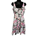 Breakin' Loose‎ Black/Pink Floral Fit Flare Midi Dress Sleeveless Size 9/10 Zip Pink Photo 3