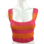 Micas  Pink Orange Knit Crochet Colorblock Striped Scoop Crop Tank Top Size S Photo 0