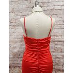 Princess Polly  Red Spaghetti Strap Lace Neckline Ruched Satin Dress Size 6 Photo 5