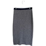 ZARA NWT  Tweed Cutwork Stretch Midi Skirt Large Navy White Photo 4