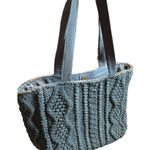 Panache Apparel cHANTEL Knitted Tote Bag 15" x 12" Blue & Gray Cotton & Polyeste Photo 0