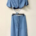 Coolrated Miami Linen Blend Crop Top & Midi Skirt Set Blue Women's Size XS Photo 1