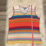Evan Picone  vintage cotton sleeveless sweater tank multi stripe XL Photo 5