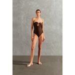 ADRIANA DEGREAS Waves Strapless One Piece Swimsuit in Coffee Medium New Womens Brown Photo 12