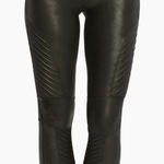 Spanx Sleek Very Black Faux Leather Moto Leggings Edgy Goth Punk Size M Photo 0