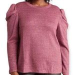 CeCe  Women's Wine Pink Ruffle Long Sleeve Pullover Sweater Sz 1X Babies Shimmery Photo 0