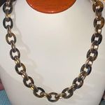 Heavy Tortoise Shell & Good Tone Chain Link Necklace Brown Photo 0