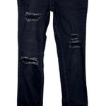 Free People Jeans Womens 28 Black Distressed Skinny Stretch Denim Ripped Knees Photo 0