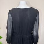 Pretty Angel  Rose Black Pleated Silk Dress Photo 7