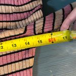 Striped Pink and Yellow Ribbed Turtleneck Sweater | Size Small Photo 3