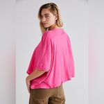 We The Free  People CC tee barbie pink raglan raw hem cropped top distressed Photo 10