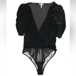 Leith  Women’s Black & Green Leopard Print V-Neck Bodysuit Size XL Photo 1