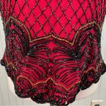 Papell Boutique Vintage 80s  Evening Red Silk Beaded Top Women's Size Large Photo 4