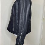 Baccini Women's Faux Leather Aviator Jacket Black Fur Collar Full Zip Size Large Photo 2