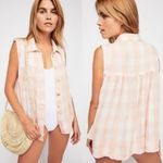 Free People  hey there sunrise plaid button down shirt size medium Photo 1