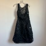 Theia Black Polka Dot Sequin Midi Dress Size: 4 Photo 9