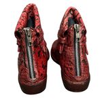 Free People Alamosa Ankle Boots Womens US 6 Red Ref Snake Print Studded Bootie Photo 7