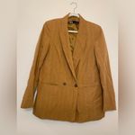 ZARA Women’s Linen-blend Striped Blazer Jacket in Mustard Yellow Size S Photo 1
