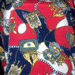 Red White Blue & Gold Print Crest Le Caviar Blouse Size Medium Photo 6