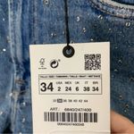 ZARA  Denim distressed embellished high waisted shorts Photo 4