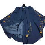 Vintage Wool Cape Zlata Navy Wool Blend Cape with Fur Detail, One Size EUC Blue Photo 11