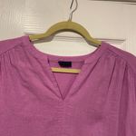 Splendid Size S Lavender V Neck Soft Linen Blend Split Hem Short Sleeve Top Photo 1