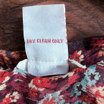 Sundance Dress Midi 100% Silk Floral Burgundy Tulip Sleeve Romantic Boho Size S Photo 7