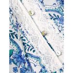 Johnny Was 💕💕 Aster Tiered Midi Dress 100% Linen ~ Blue Floral Print Small Photo 9