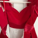 Japanese Gyaru Red Velvet Flower Petals Faux Fur Sleeved Valentines Mini Dress Photo 10